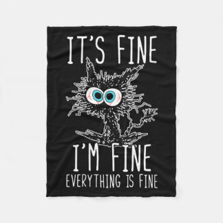 Womens Fine Fine Everything Is Fine Funny Black Fleece Blanket