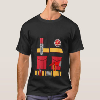 Womens Fireman Uniform Firefighter Costume Hallowe T-Shirt