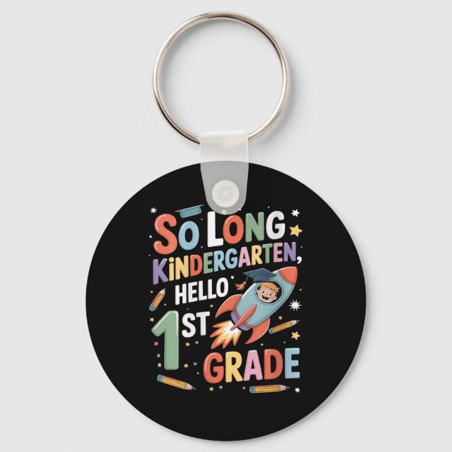 Womens First Day Of School So Long Kindergarten He Keychain (Front)