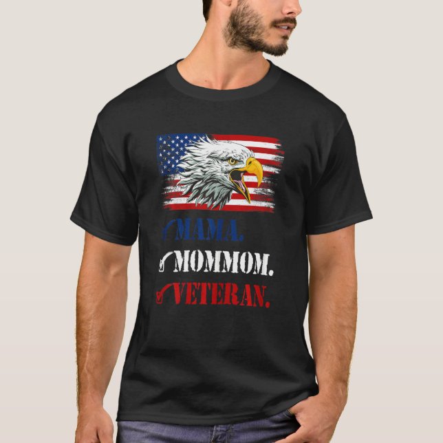 Womens First Mama Now Mommom American Eagle Flag F T-Shirt (Front)