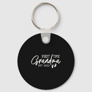 Womens First Time Grandma Est. 2023 Promoted To Ne Keychain