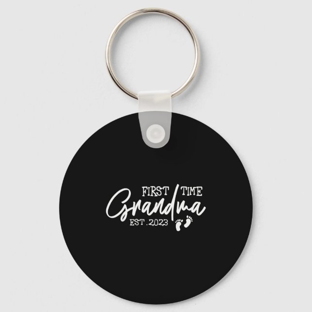 Womens First Time Grandma Est. 2023 Promoted To Ne Keychain (Front)