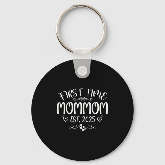 Womens First Time Mommom Est 2025 Soon To Be Mom M Keychain (Front)