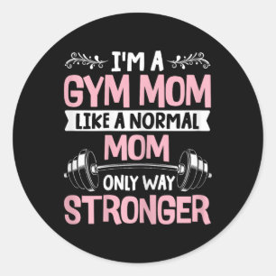 Womens Fitness Muscle Workout Exercise Gym Mom Ba Classic Round Sticker