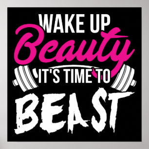 Women's Fitness - Wake Up Beauty, Time To Beast Poster