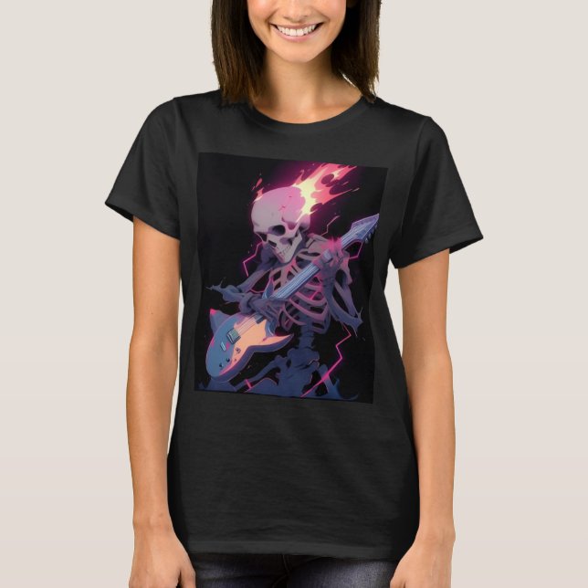 women's flaming rock skeleton t-shirt (Devant)