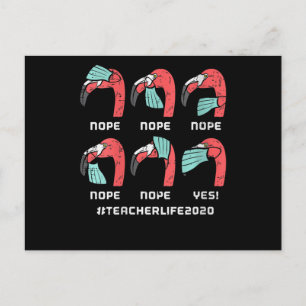 Womens Flamingo Face Mask Teacher Life 2020 Social Announcement Postcard