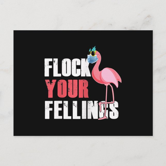 Womens Flock Your Feelings Funny Flamingo Invitation Postcard (Front)