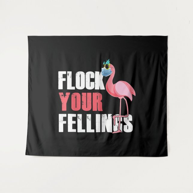 Womens Flock Your Feelings Funny Flamingo Tapestry (Front (Horizontal))