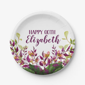 Women's Floral 80th 90th 91st 92nd 95th 98th 99th Paper Plate