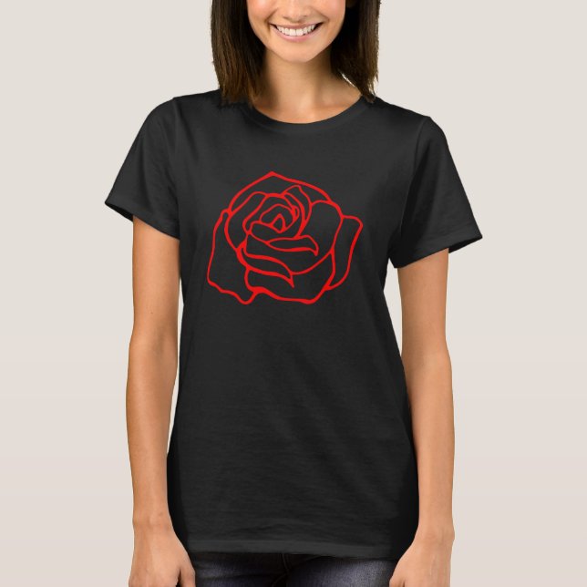 Women's Floral Red Rose T-Shirt Top (Front)