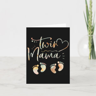 Womens Floral Twin Mama Mom To Be Pregnant With Tw Card