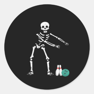 Womens Flossing Skeleton Funny Bowling Lover Floss Classic Round Sticker
