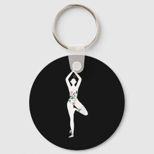 Womens Flower Lover Meditation Yoga Ckprint Keychain