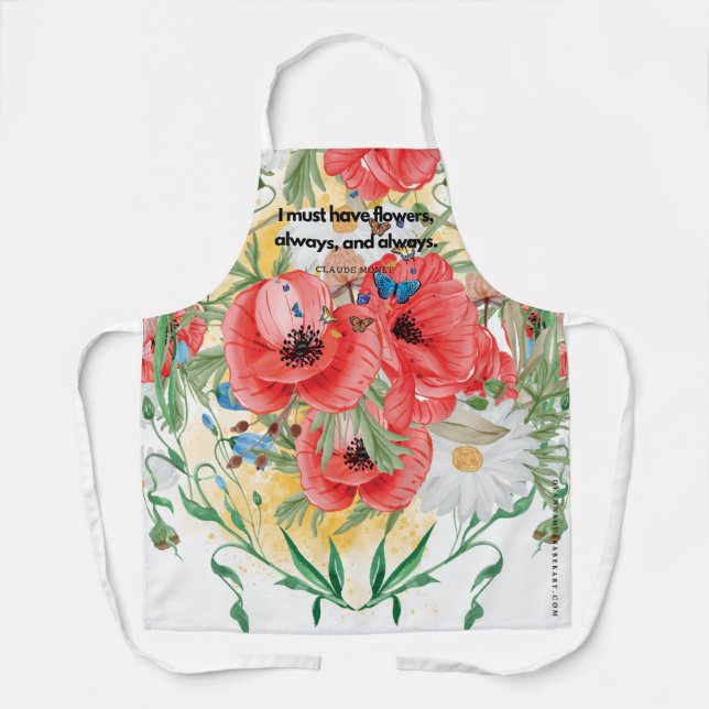 Women's Flowered Apron with Monet Quote (Front)