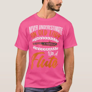 Womens Flute Shirt Funny Old Lady Flute Player Sen