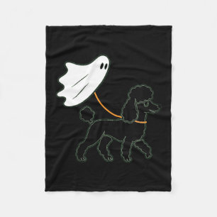 Womens Flying Ghost Walking Black Poodle - Dog Mom Fleece Blanket