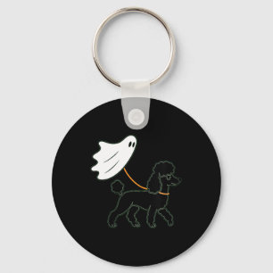Womens Flying Ghost Walking Black Poodle - Dog Mom Keychain