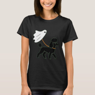 Womens Flying Ghost Walking Black Poodle - Dog Mom T-Shirt
