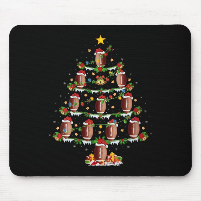 Womens Football Christmas Tree Lights Srts Player  Mouse Pad (Front)