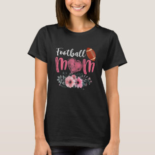 Womens Football Mom Floral Mother's Day American F T-Shirt