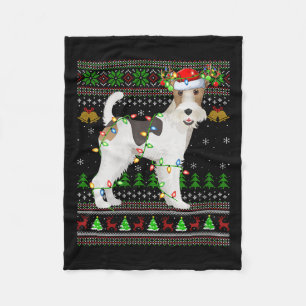 Womens Fox Terrier Dog Ugly Christmas Sweaters Hol Fleece Blanket