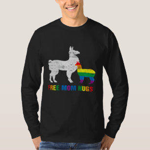 Womens Free Mom Hugs Mama Llama LGBT Gay Pride Mo T-Shirt