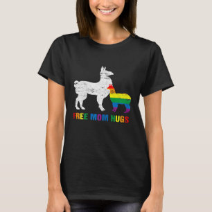 Womens Free Mom Hugs Mama Llama LGBT Gay Pride Mo T-Shirt
