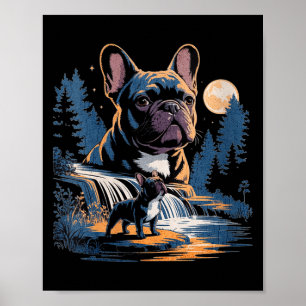 Women's french bulldog howling to the moon meme poster