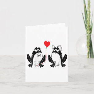 Womens Frogs In Love Bride Groom With Red Balloon  Card
