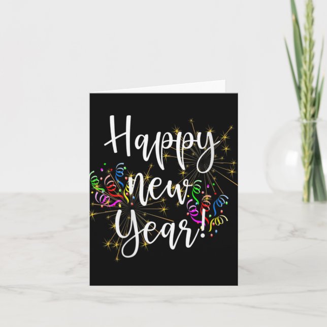 Womens Fun Happy New Year Day Eve Party Fireworks  Card (Front)
