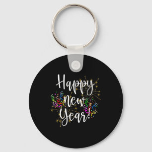 Womens Fun Happy New Year Day Eve Party Fireworks Keychain
