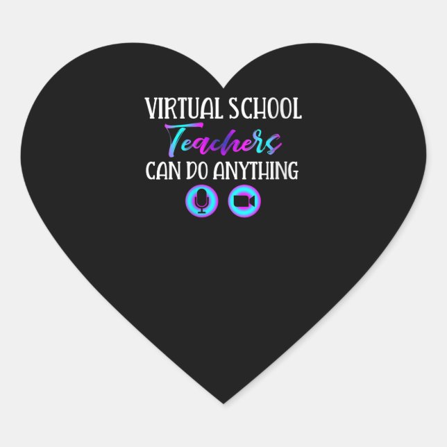 Womens Fun Remote Learning Virtual School Teachers Heart Sticker (Front)