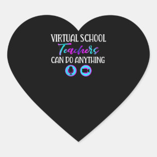 Womens Fun Remote Learning Virtual School Teachers Heart Sticker