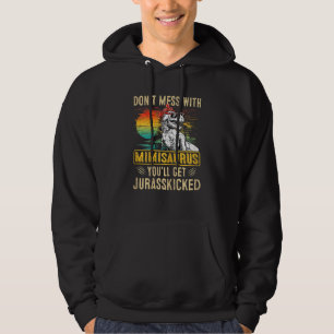 Womens Fun Women Retro Mimisaurus Dinosaur Rex Mot Hoodie