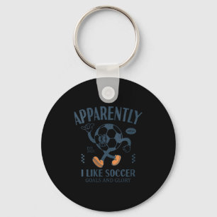 Womens Funny Apparently, I Like Soccer V-neck Keychain