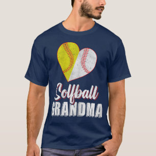 Womens Funny Baseball Softball Grandma Heart Ball T-Shirt