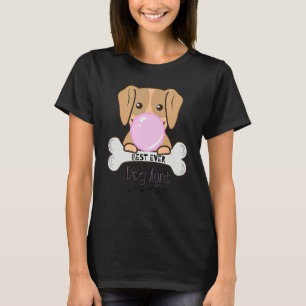 Womens Funny Best Ever Dog Aunt Bubble Gum T-Shirt