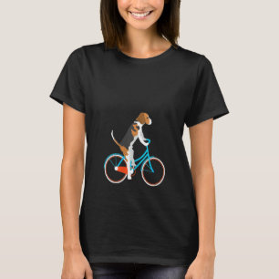 Womens Funny Biking Bicycling Beagle Dog On Bicycl T-Shirt