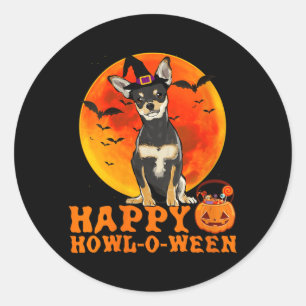 Womens Funny Black Chihuahua Dog Halloween Happy Classic Round Sticker