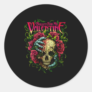 Womens Funny Bullet My Valentine Skull Roses And R Classic Round Sticker