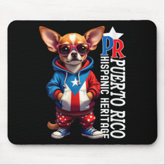 Womens Funny Chihuahua Dog Puerto Rico Flag Mouse Pad