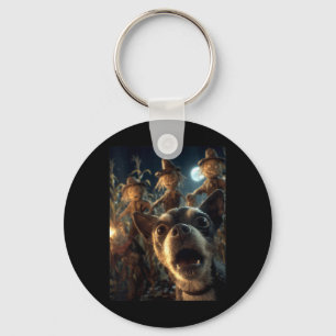Womens Funny Chihuahua Selfie With Scarecrows Keychain