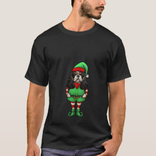 Womens Funny Christmas Elf Cavalier King Charles S T-Shirt