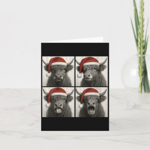 Womens Funny Christmas Highland Cow Santa Photo Bo Card