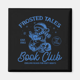 Womens Funny Christmas Snowman Frosted Tales Book  Magnet