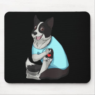 Womens Funny Dog Border Collie Love Mom Tattoo Gif Mouse Pad