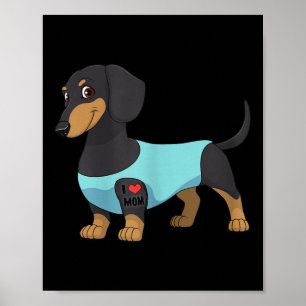 Womens Funny Dog Dachshund Love Mom Tattoo Gift Te Poster