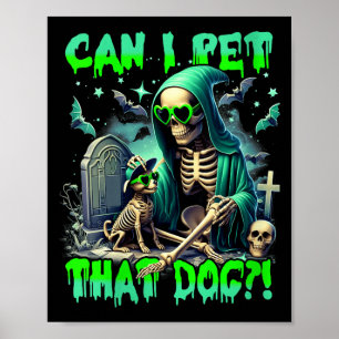 Womens Funny Dog Lover Skeleton Halloween Dog Poster