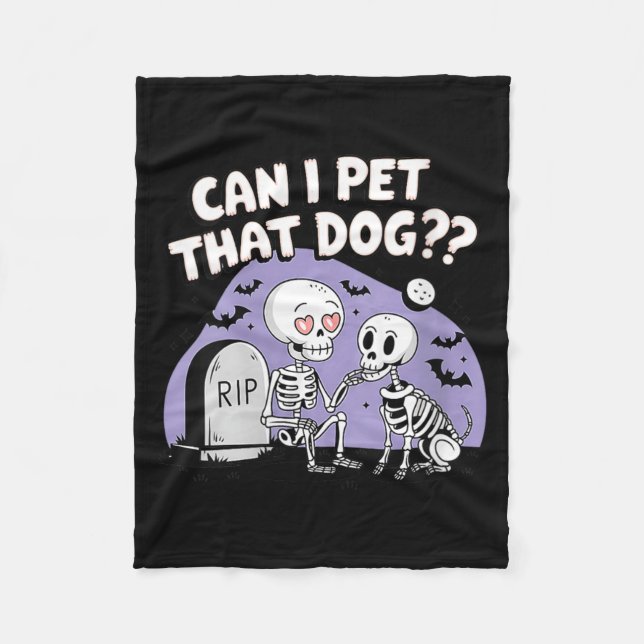 Womens Funny Dog Lover Skeleton Skull Funny Fleece Blanket (Front)
